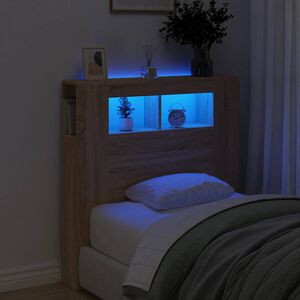 vidaXL LED Headboard Sonoma Oak 100x18,5x103,5 cm Engineered Wood