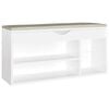 vidaXL Shoe Bench with Cushion High Gloss White 104x30x49 cm Engineered Wood
