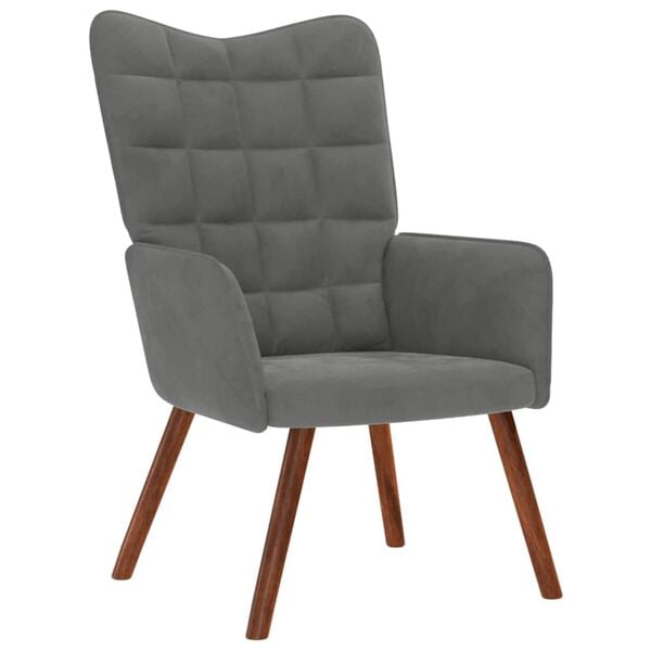 vidaXL Relaxing Chair with Stool Dark Grey Velvet