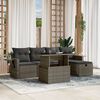 vidaXL 6 Piece Garden Sofa Set with Cushions Grey Poly Rattan