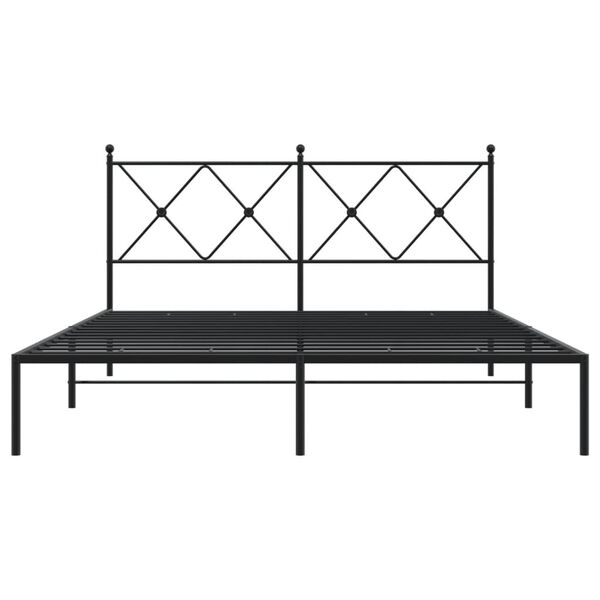vidaXL Metal Bed Frame without Mattress with Headboard Black 150x200cm