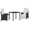 vidaXL Garden Dining Set with Cushion 9 pcs Black Poly Rattan