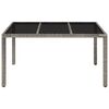 vidaXL Garden Table with Glass Top Grey 150x90x75 cm Poly Rattan