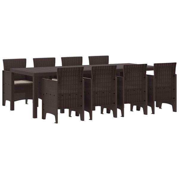 vidaXL Garden Dining Set 9 pcs Brown Polt rattan