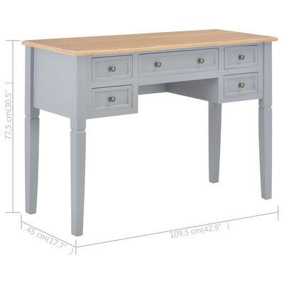 vidaXL Writing Desk Grey 109.5x45x77.5 cm Wood