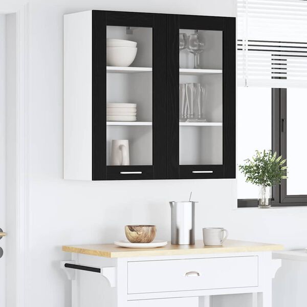 vidaXL Hanging Cabinet Black Oak 40 x 31 x 80 cm Engineered Wood