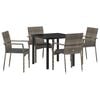 vidaXL Garden Dining Set 5 pcs Grey Poly Rattan