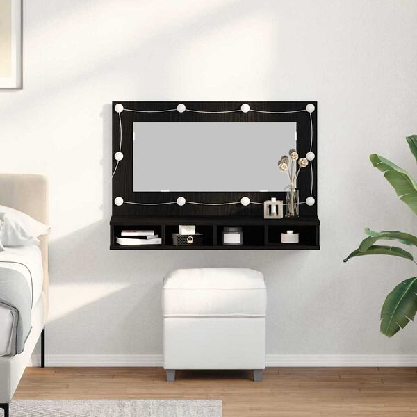 vidaXL Mirror Cabinet Black Oak 90 x 31.5 x 62 cm Engineered Wood