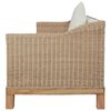 vidaXL 3-Seater Sofa with Cushions Natural Rattan