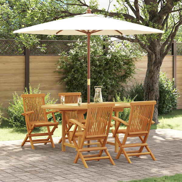 vidaXL Garden Dining Set 5 pcs Brown Solid teak wood