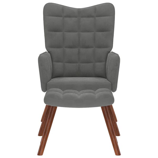vidaXL Relaxing Chair with Stool Dark Grey Velvet