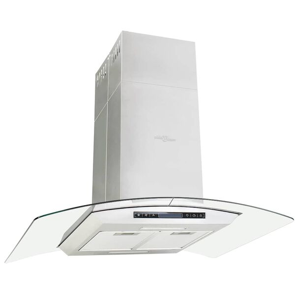 vidaXL Island Range Hood 90 cm LCD Display Touch Sensor 756 m&sup3;/h LED
