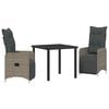 vidaXL Garden Dining Set 3 pcs Grey Poly Rattan