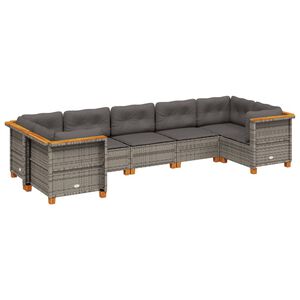 vidaXL 7 Piece Garden Sofa Set with Cushions Grey Poly Rattan