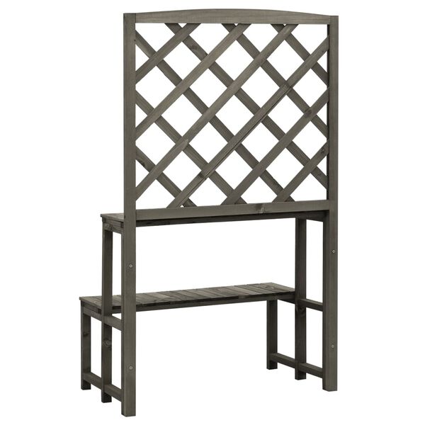 vidaXL Trellis Planter with Shelves Grey 70x42x120 cm Solid Firwood