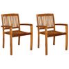 vidaXL Stacking Garden Dining Chairs 2 pcs Solid Teak Wood