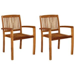 vidaXL Stacking Garden Dining Chairs 2 pcs Solid Teak Wood