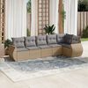vidaXL 6 Piece Garden Sofa Set with Cushions Beige Poly Rattan