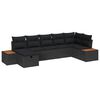 vidaXL Garden Sofa Set with Pillow 7 pcs Black Poly rattan