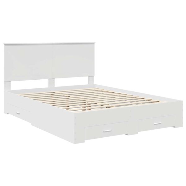 vidaXL Bed Frame with Headboard White 150 x 200 cm Engineered Wood