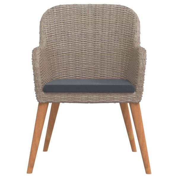 vidaXL 3 Piece Garden Dining Set with Cushions Brown