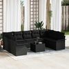 vidaXL Garden Sofa Set with Cushion 10 pcs Black Poly Rattan