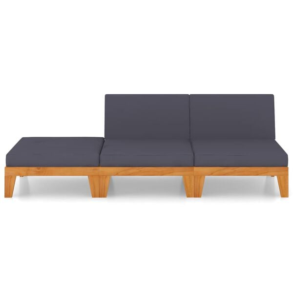 vidaXL 3 Piece Garden Lounge Set with Cushions Solid Acacia Wood
