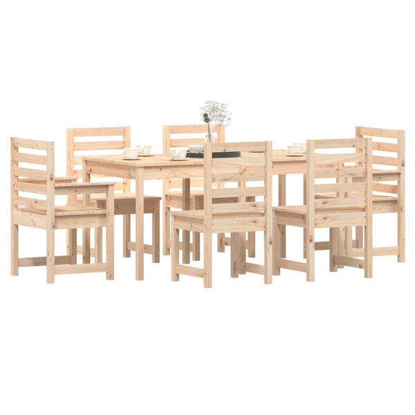 vidaXL 7 Piece Garden Dining Set Solid Wood Pine