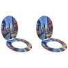 vidaXL WC Toilet Seats 2 pcs with Soft Close Lids MDF New York Design