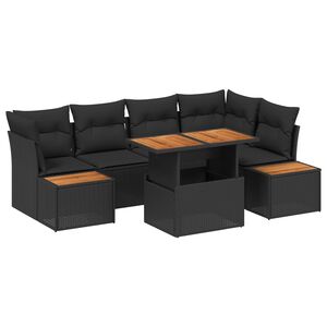 vidaXL Garden Sofa Set with Storage 10 pcs Black Poly rattan