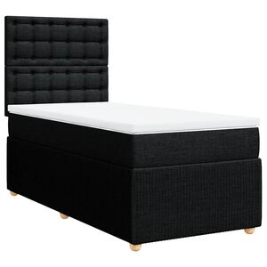 vidaXL Box Spring Bed with Mattress Black King Single Fabric