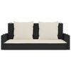 vidaXL Swing Bench with Cushions Black 119x56x48 cm Poly Rattan
