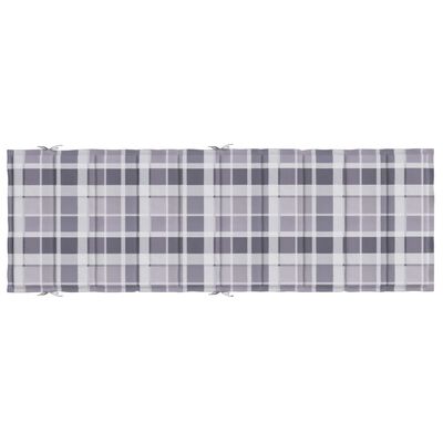 vidaXL Sun Lounger Cushion Grey Check Pattern 186x58x3cm Oxford Fabric