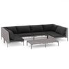 vidaXL 7 Piece Garden Lounge Set with Cushions Poly Rattan Dark Grey
