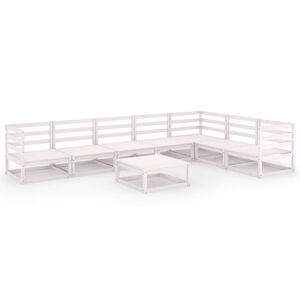 vidaXL 8 Piece Garden Lounge Set White Solid Wood Pine