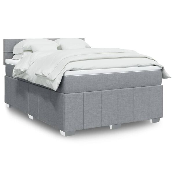 vidaXL Box Spring Bed with Mattress Dark Grey Double Fabric