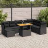 vidaXL 9 Piece Garden Sofa Set with Cushions Black Poly Rattan