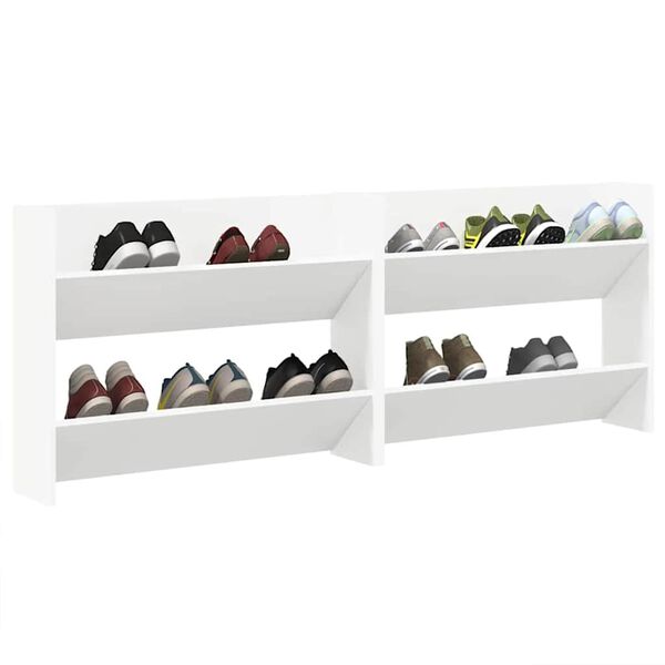 vidaXL Wall Shoe Cabinet 2 pcs White 80x18x60 cm Engineered Wood