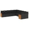 vidaXL 10 Piece Garden Sofa Set with Cushions Black Poly Rattan