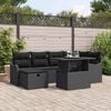vidaXL Garden Sofa Set with Cushion 7 pcs Black Poly rattan
