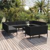 vidaXL 12 Piece Garden Lounge Set with Cushions Poly Rattan Black