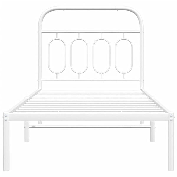 vidaXL Metal Bed Frame without Mattress with Headboard White 90x190cm