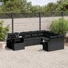 vidaXL 10 Piece Garden Sofa Set with Cushions Black Poly Rattan