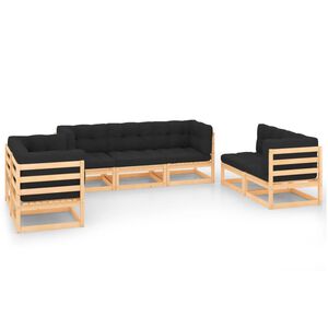 vidaXL 7 Piece Garden Lounge Set with Cushions Solid Wood Pine