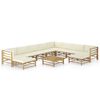 vidaXL 11 Piece Garden Lounge Set with Cream White Cushions Bamboo