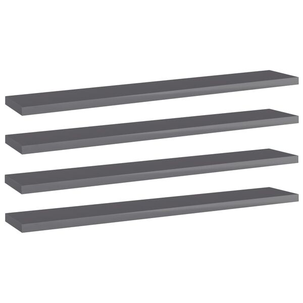 vidaXL Bookshelf Boards 4 pcs High Gloss Grey 60x10x1.5 cm Engineered Wood