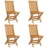 vidaXL Garden Chairs with Anthracite Cushions 4 pcs Solid Teak Wood