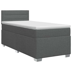 vidaXL Box Spring Bed with Mattress Dark Grey 107 x 203 cm Fabric