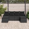 vidaXL Garden Sofa Set with Cushion 6 pcs Black Poly rattan