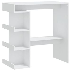 vidaXL Bar Table | White | Engineered Wood | 100cm x 50cm x 101.5cm | Footrest